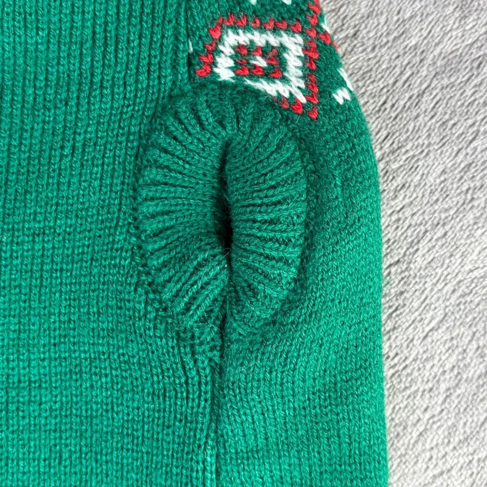 Merry & Bright Holiday Pet Sweater M/L Green Naughty Nice Not Today Pom Pom Knit